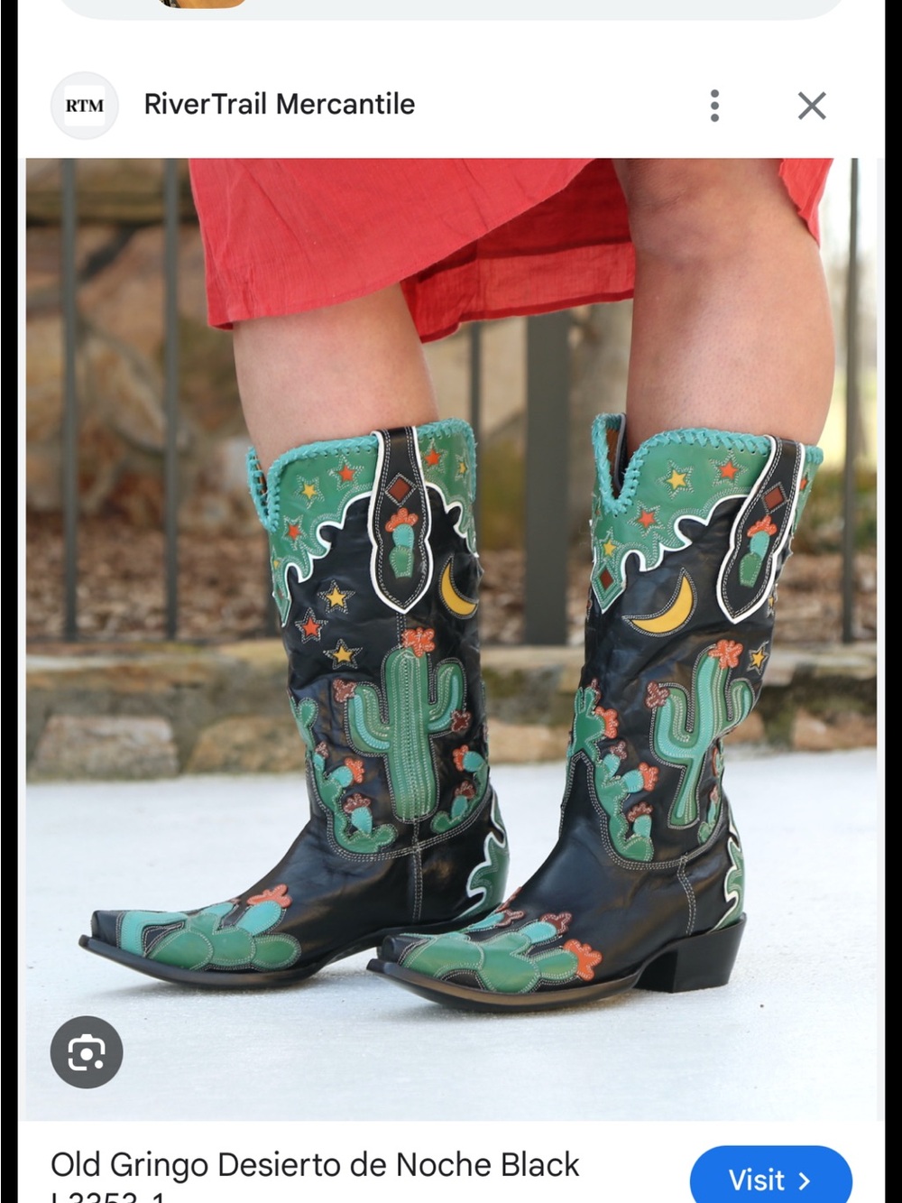 Old Gringo Black with Green & Turquoise Embroidered Western Boots - Picture 2 of 11